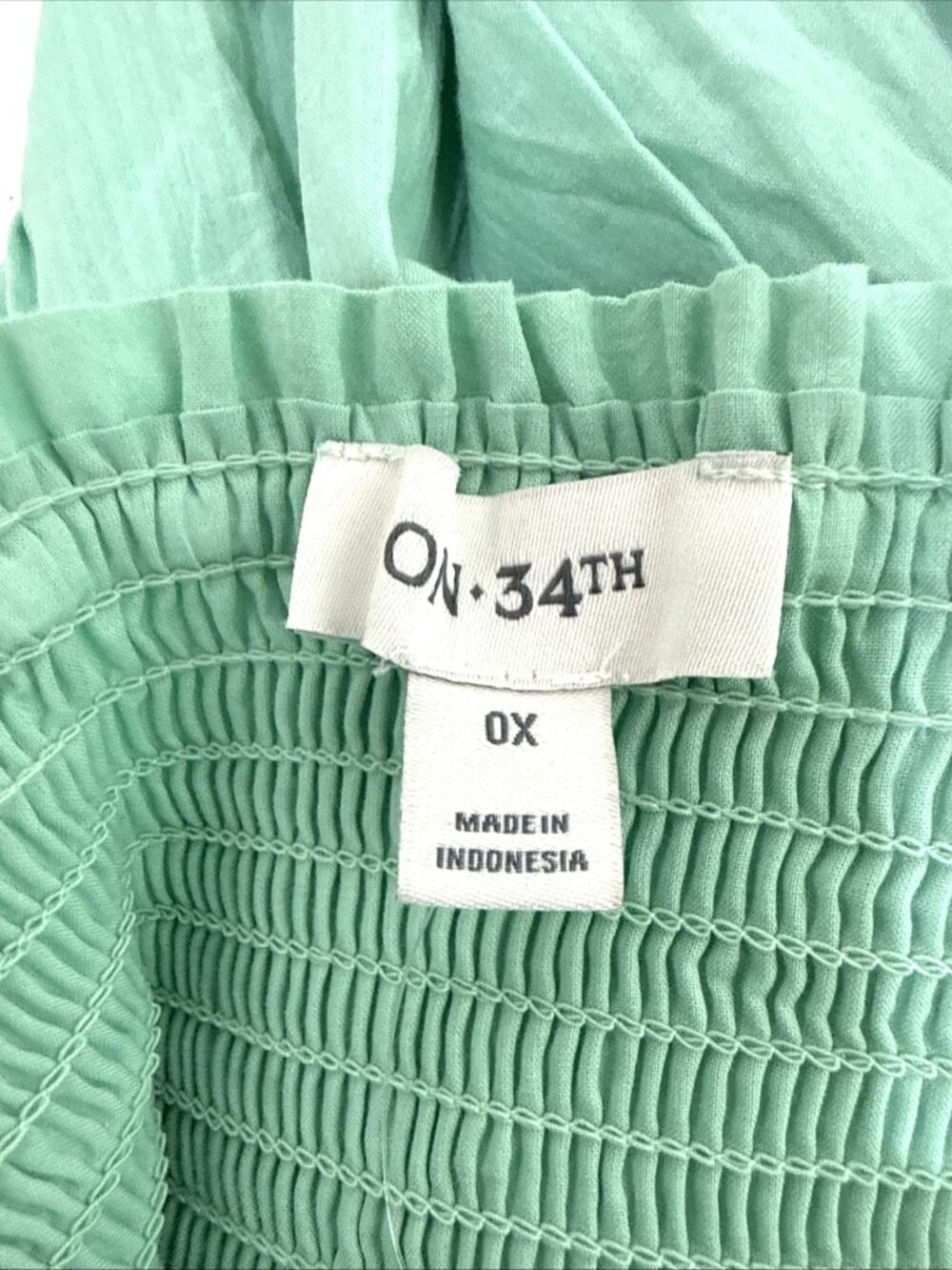 On 34th Light Green Smocked Ruffle Sleeve Midi Sun Dress Womens Size 0X 14/16 - Picture 9 of 12